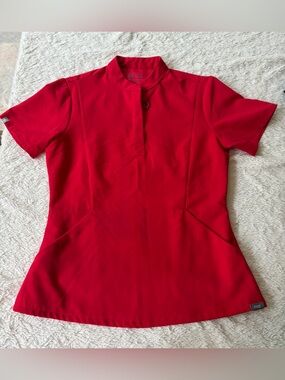 Figs Red Short-Sleeve Scrub Top